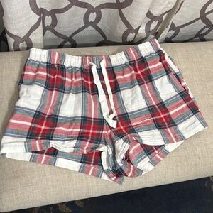 stars above Red, Green & White Plaid Lounge Shorts